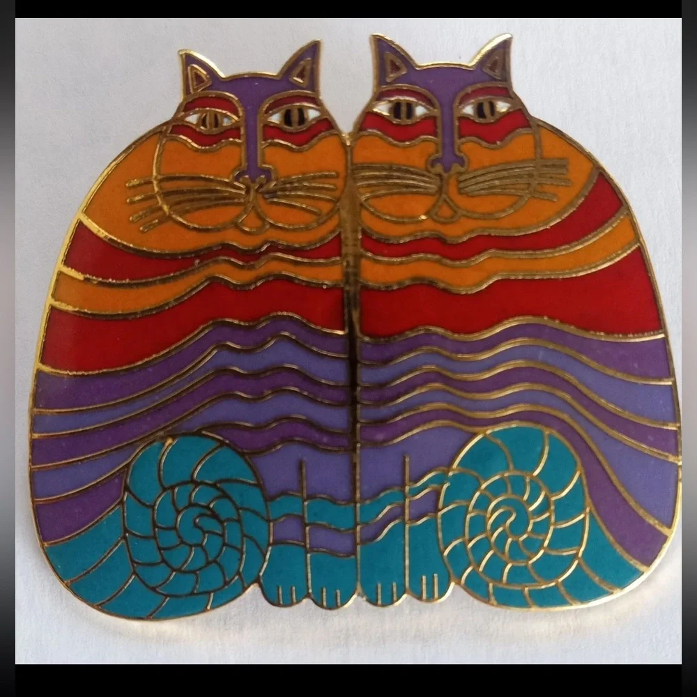 Iconic Laurel Burch “Rainbow Cats” Enamel Brooch. - Picture 5 of 7